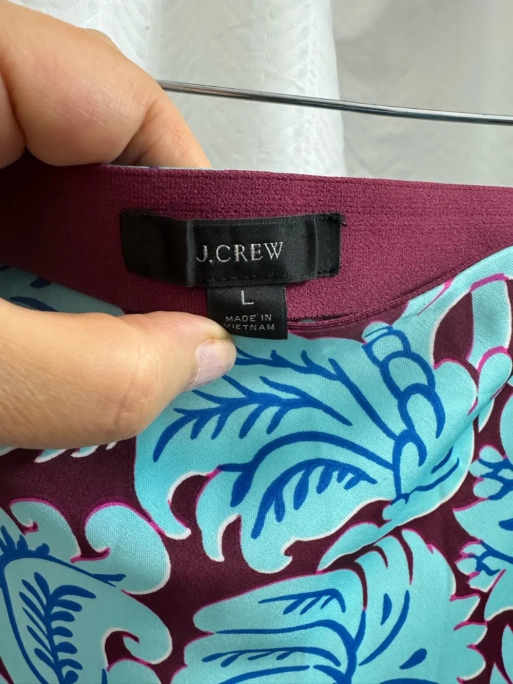 J. Crew Aqua and Burgundy Floral-Print Midi Skirt - Picture 2 of 3